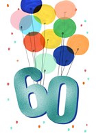 Verjaardagskaart 60 met ballonnen